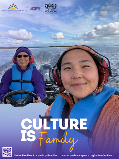 poster showing native woman on a boat with her daughter